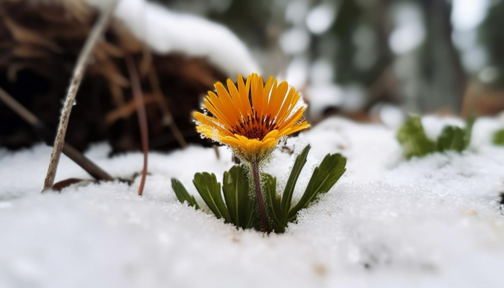 grass with snow on it